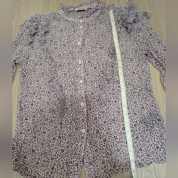 Zadig & Voltaire Purple Ruffled Floral Tweet Goa Sheer Blouse - Picture 11 of 14